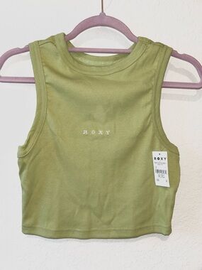 NWT ROXY Ribbed Crop Tank - Olive Green